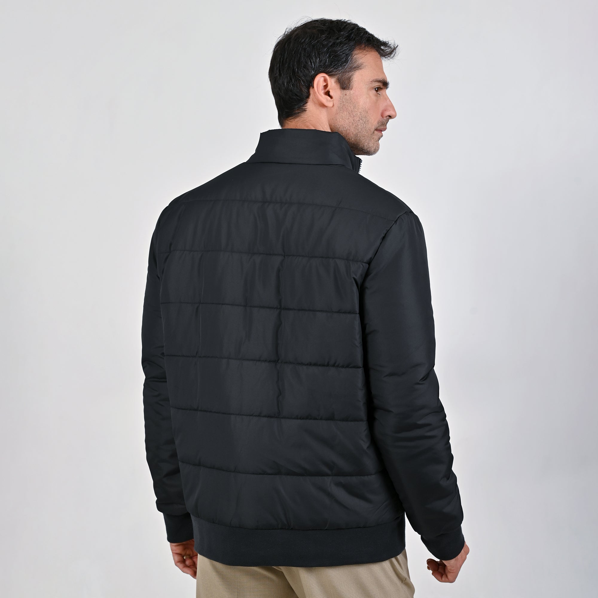 Chamarra Yale Para Caballero Capitonada Sin Capucha Regular Fit 6902 Negro