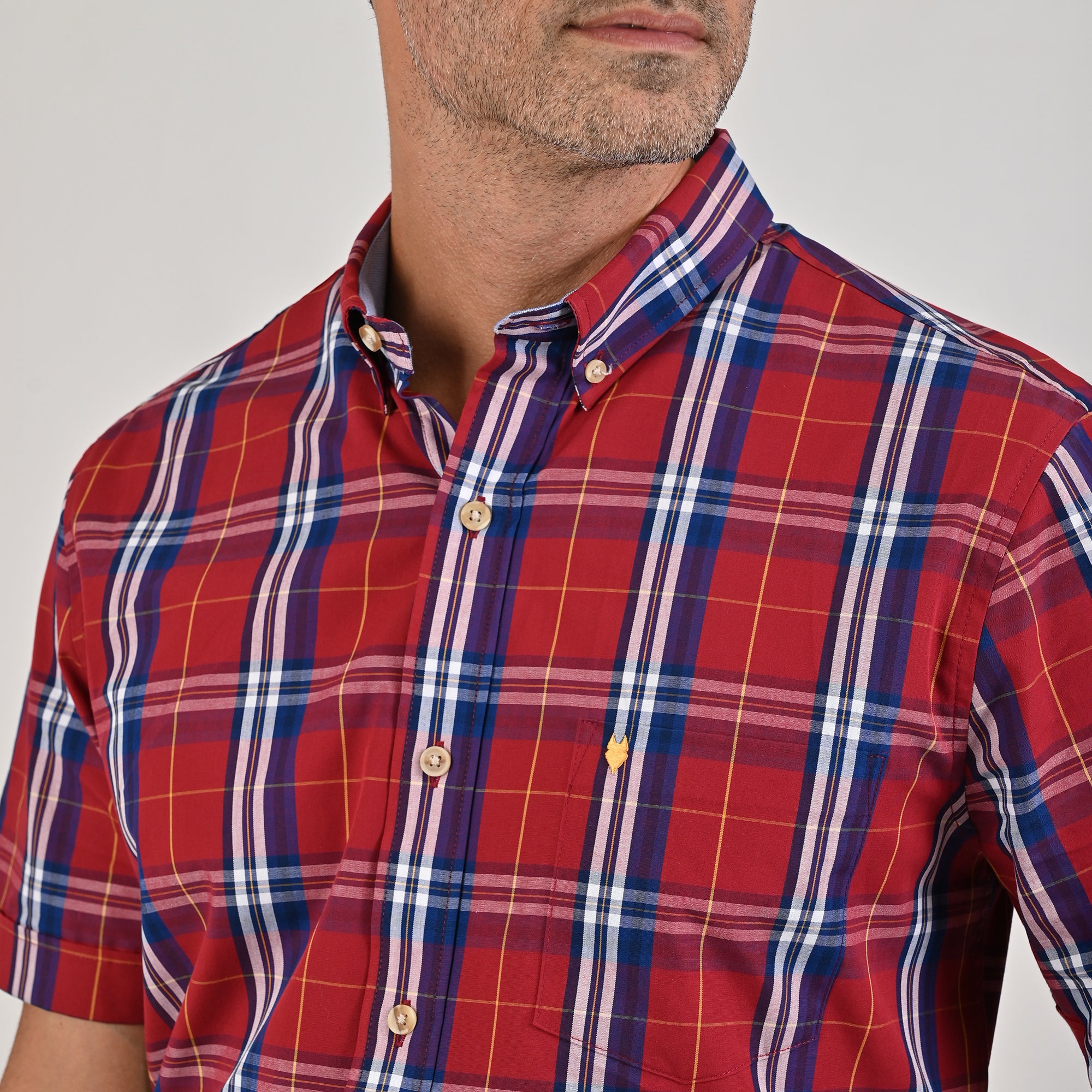 Camisa Yale Para Caballero Manga Corta Regular Fit 4654 Vino