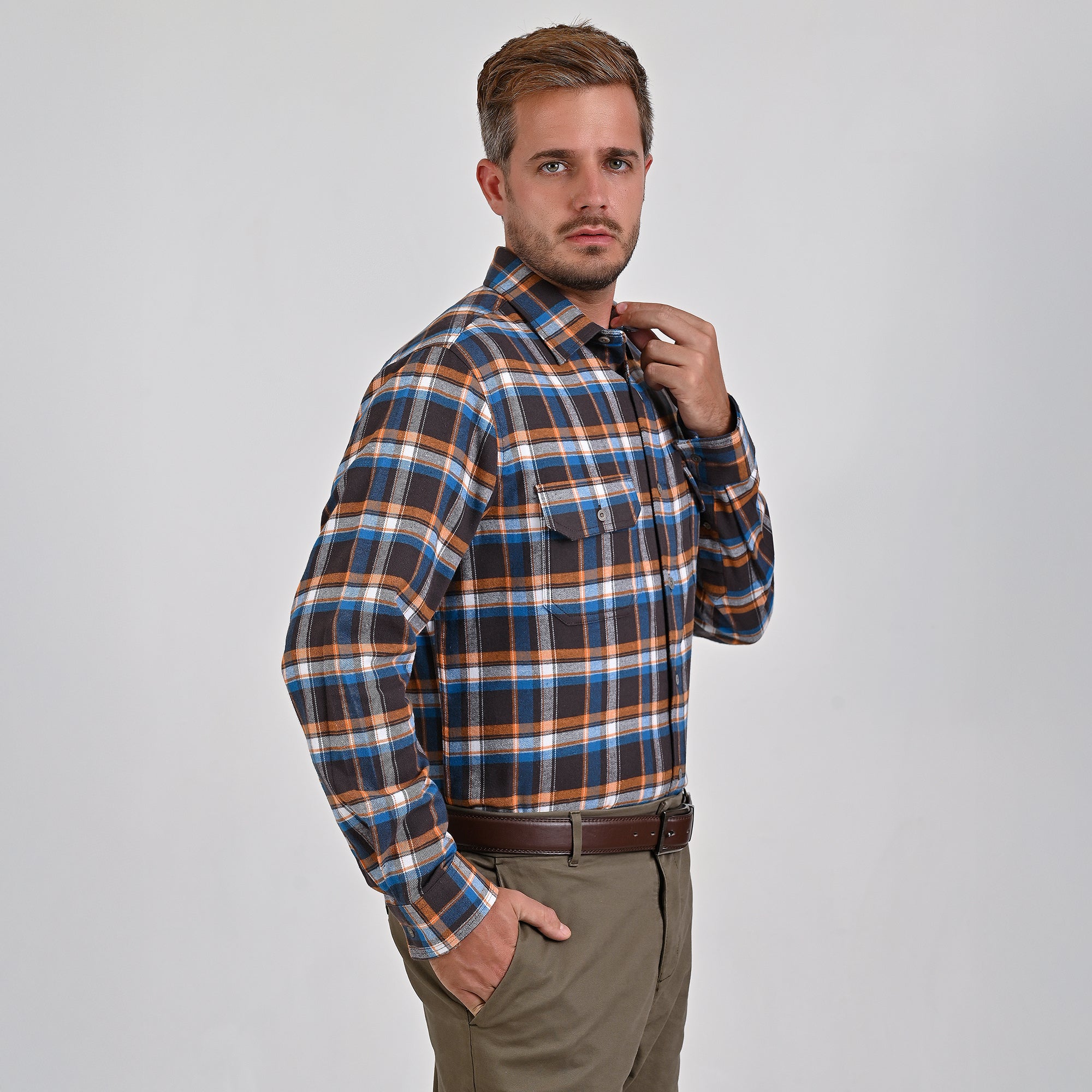 Camisa Yale Para Caballero Manga Larga Regular Fit 4891 Chocolate