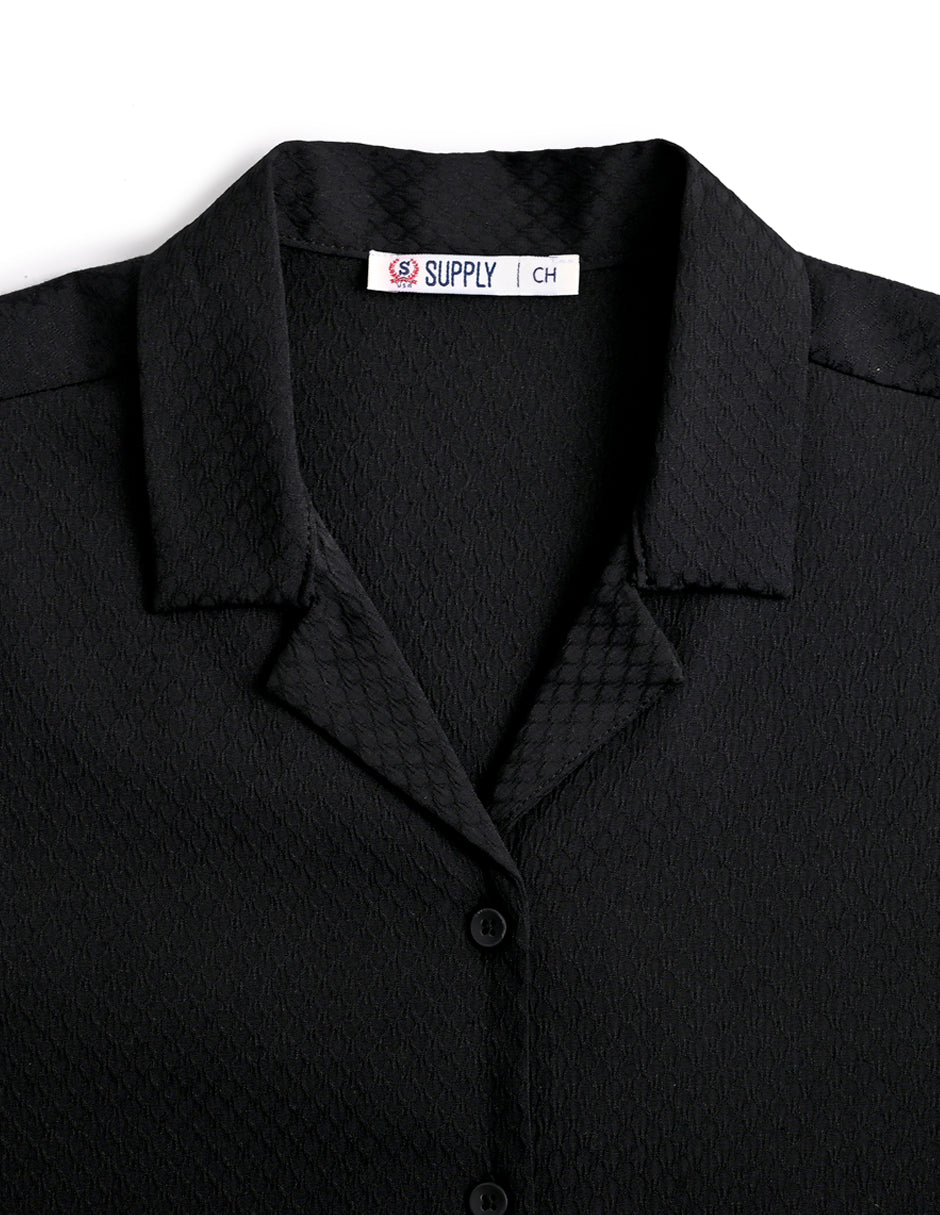 Blusa Para Dama Supply Company Manga Corta Tipo Camisera Fit 4551 Negro