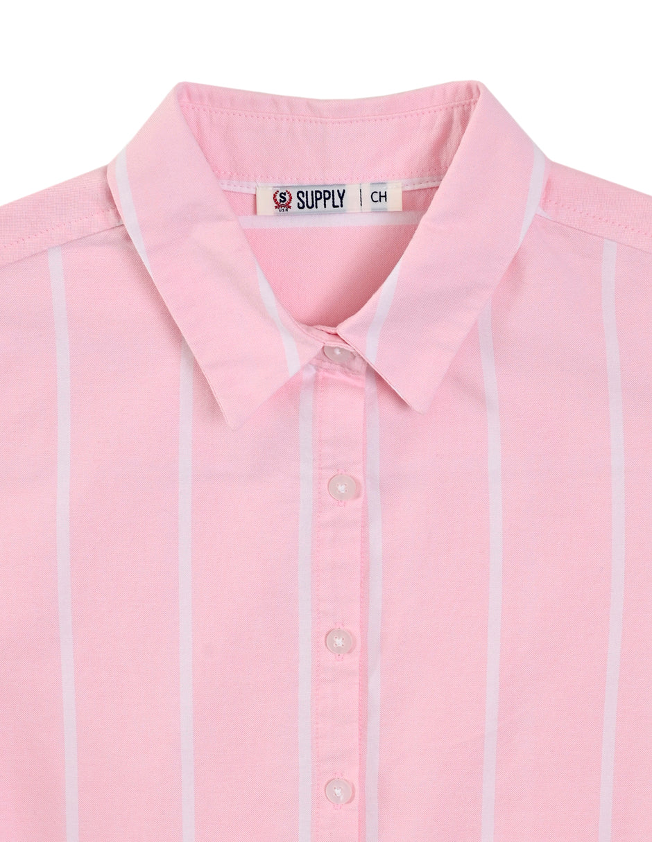 Blusa Para Dama Supply Company Manga Larga Tipo Camisera Fit 4570 Rosa