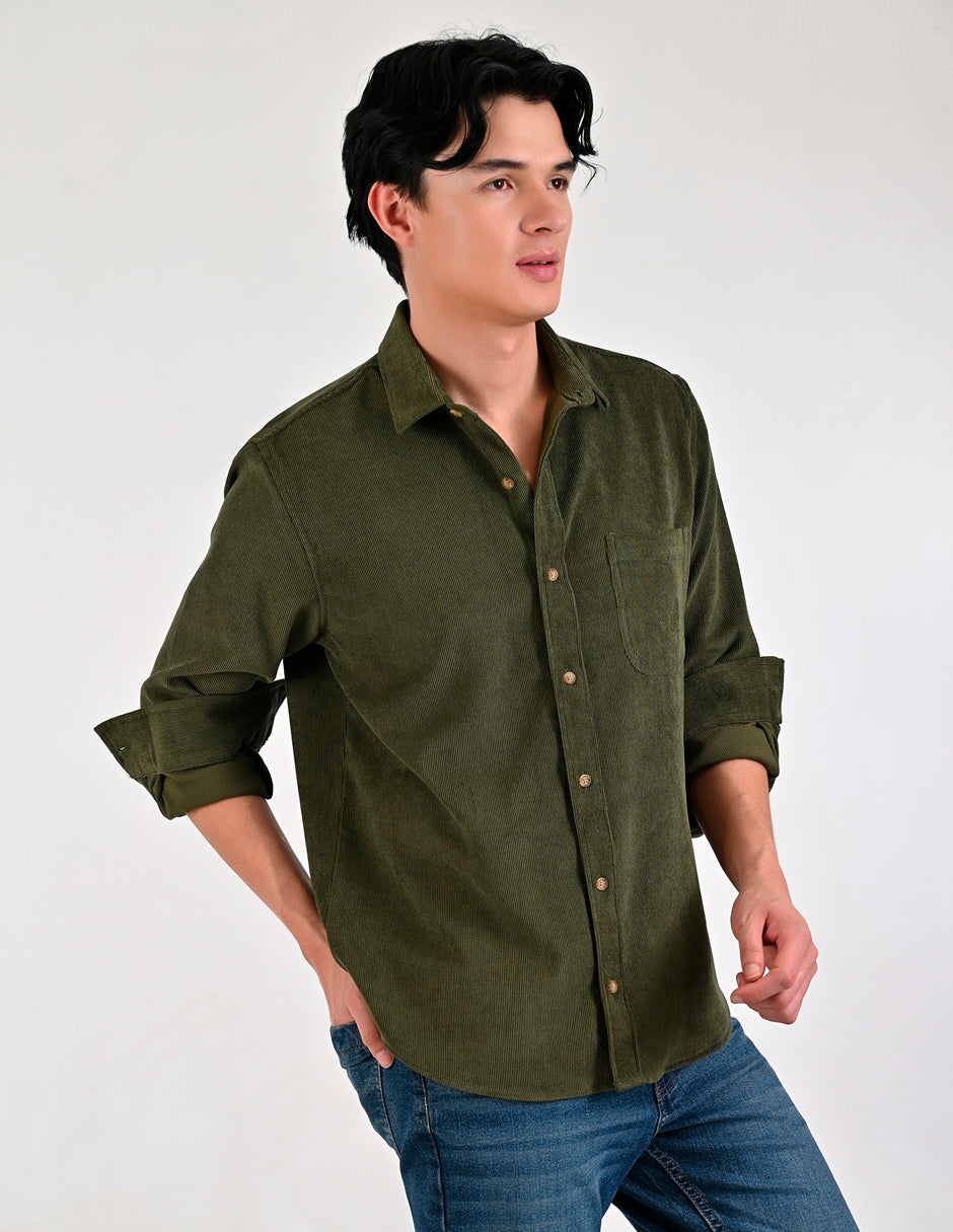 Camisa Caballero Supply Company Manga Larga Slim Fit 4563 Verde Militar