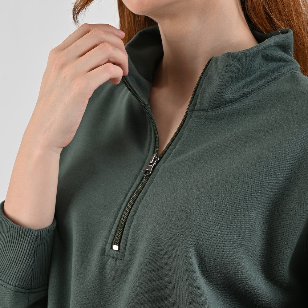 Sudadera Para Dama Supply Company Cuello Alto Con Cierre Fit 6910 Verde