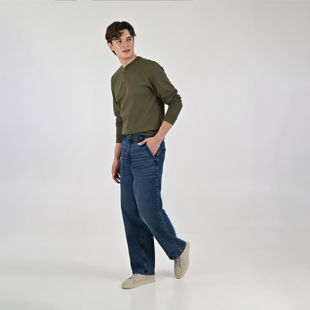 Jeans Baggy Supply Para Caballero Corte Relajado 2384 Azul Marino Entintado