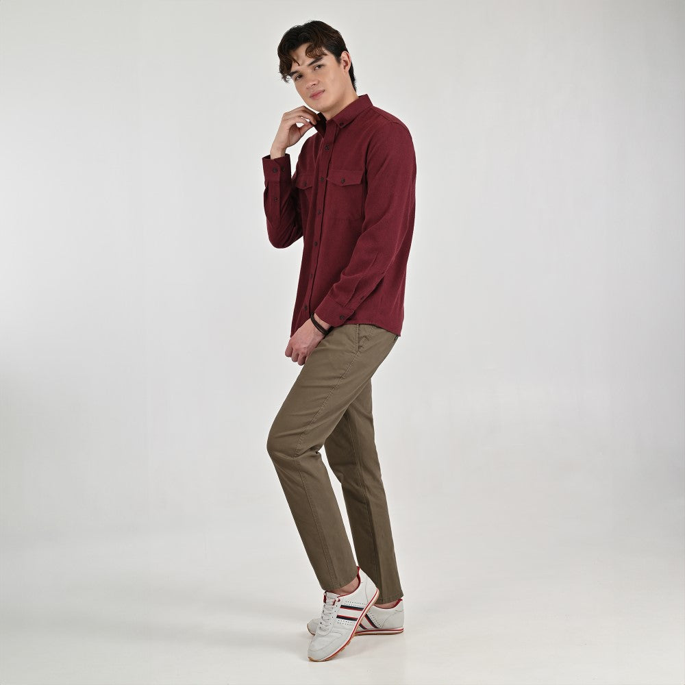 Camisa Supply Para Caballero Manga Larga Slim Fit 7980 Vino