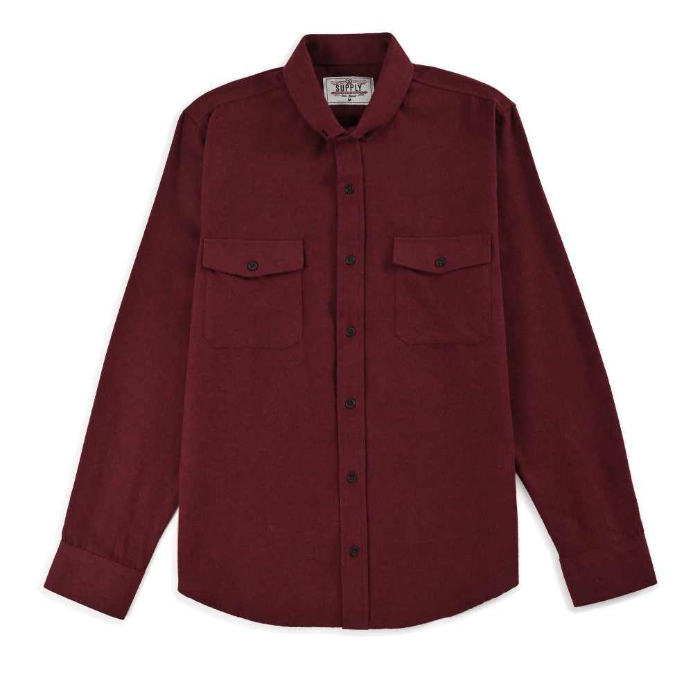 Camisa Supply Para Caballero Manga Larga Slim Fit 7980 Vino