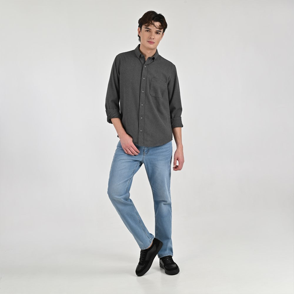 Camisa Supply Para Caballero Manga Larga Slim Fit 7975 Gris Oxford