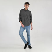 Camisa Supply Para Caballero Manga Larga Slim Fit 7975 Gris Oxford
