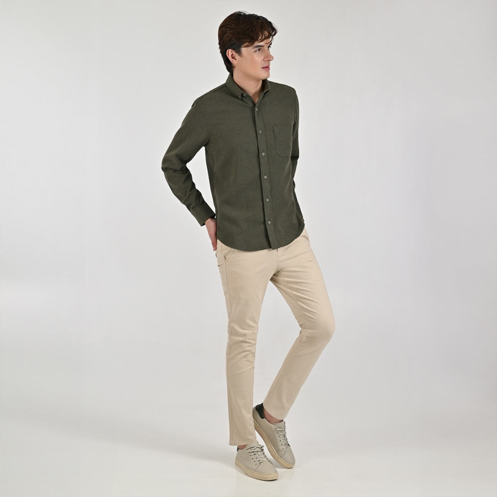 Camisa Supply Para Caballero Manga Larga Slim Fit 7975 Verde Militar