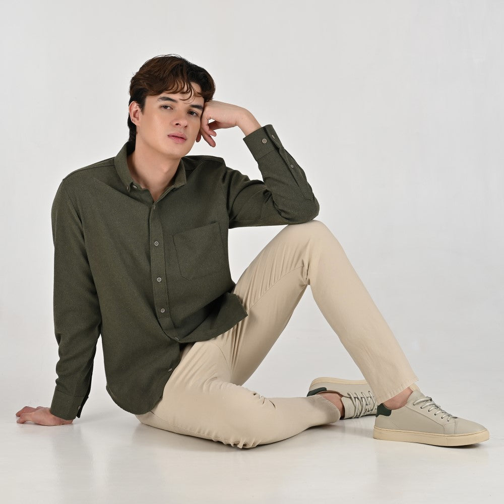 Camisa Supply Para Caballero Manga Larga Slim Fit 7975 Verde Militar