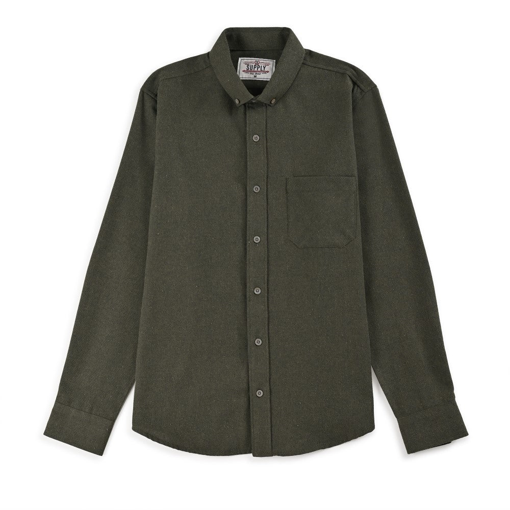 Camisa Supply Para Caballero Manga Larga Slim Fit 7975 Verde Militar