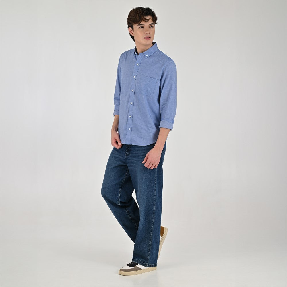Camisa Supply Para Caballero Manga Larga Slim Fit 7976 Azul Pizarra