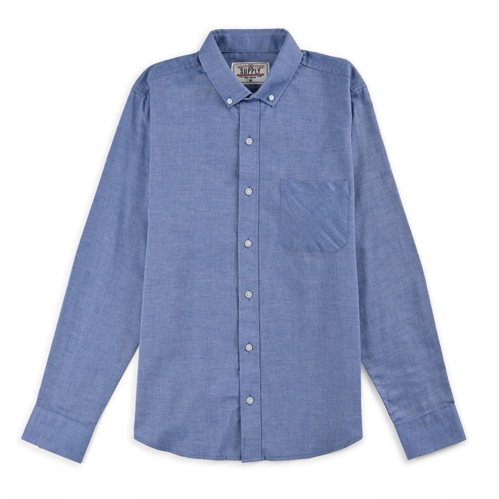 Camisa Supply Para Caballero Manga Larga Slim Fit 7976 Azul Pizarra
