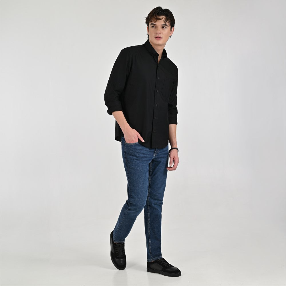 Camisa Supply Para Caballero Manga Larga Slim Fit 7978 Negro