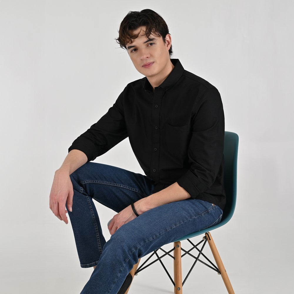 Camisa Supply Para Caballero Manga Larga Slim Fit 7978 Negro