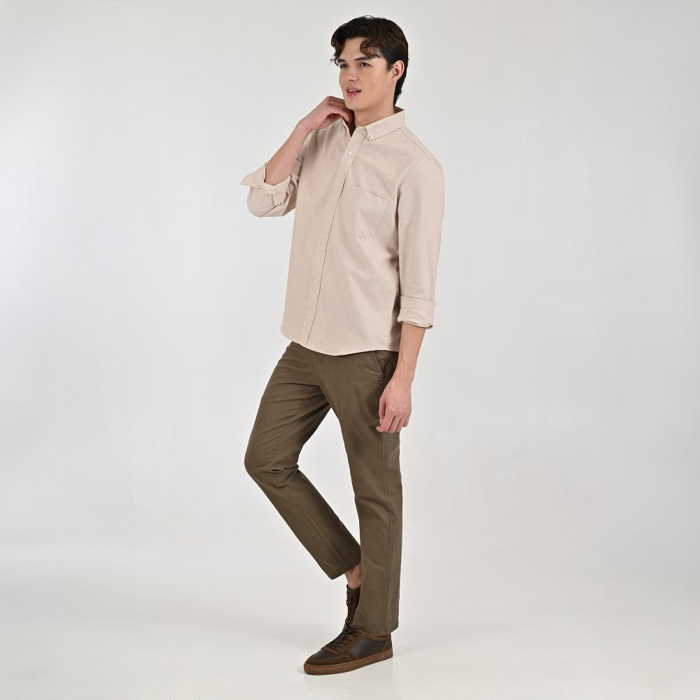 Camisa Supply Para Caballero Manga Larga Slim Fit 7978 Kaki