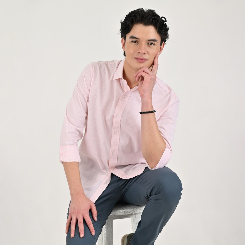 Camisa casual Yale Slim Fit Manga larga 7682 Rosa Palido