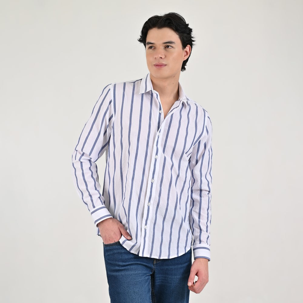 Camisa casual Yale Slim Fit Manga larga 7683 Blanco