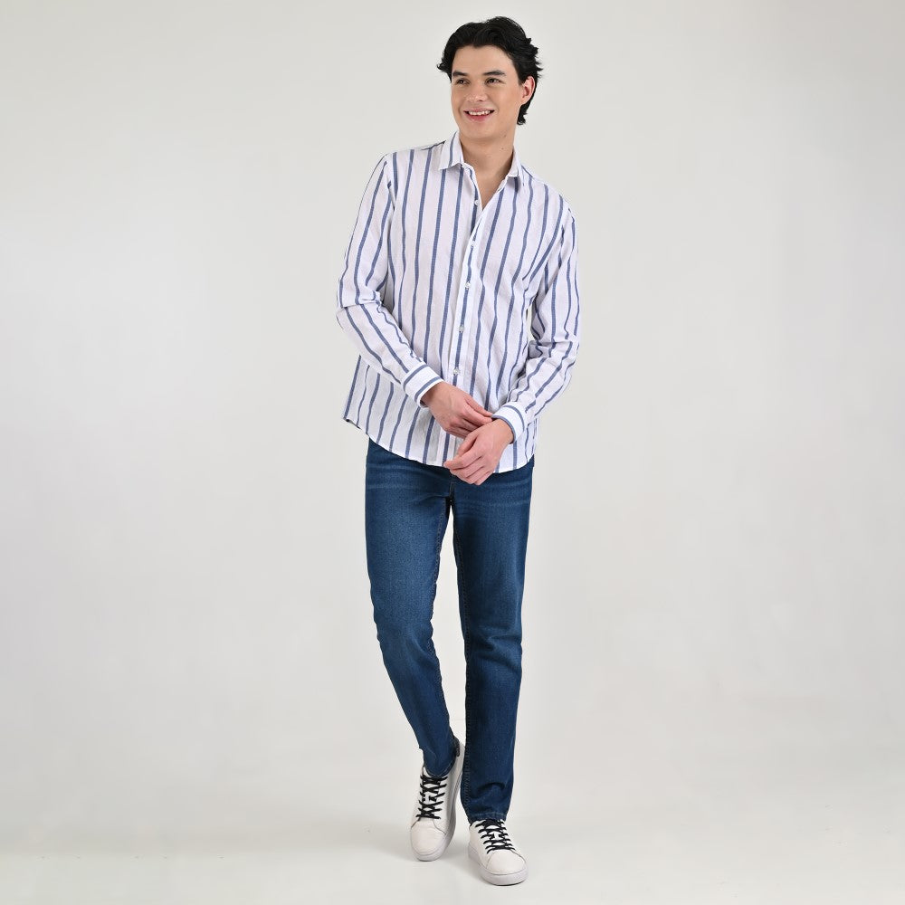 Camisa casual Yale Slim Fit Manga larga 7683 Blanco
