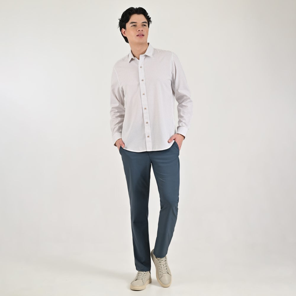 Camisa casual Supply Slim Fit Manga larga 7685 Beige