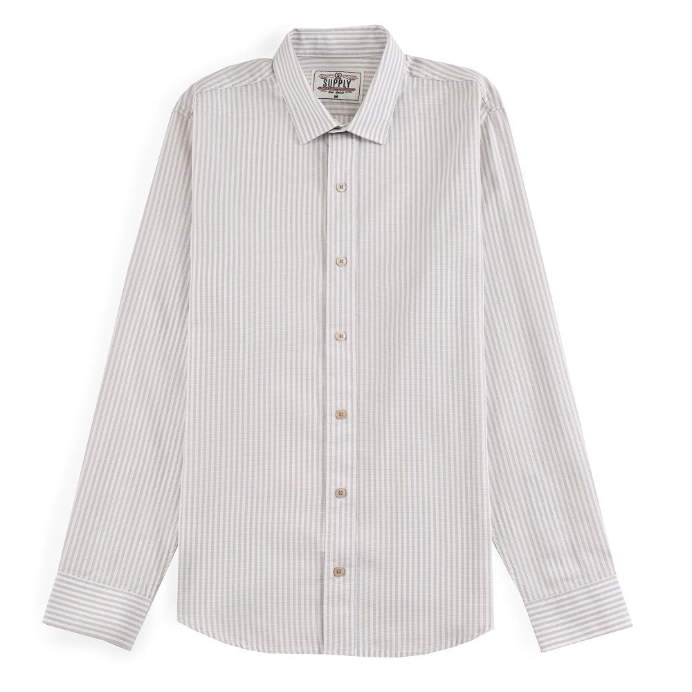 Camisa casual Supply Slim Fit Manga larga 7685 Beige