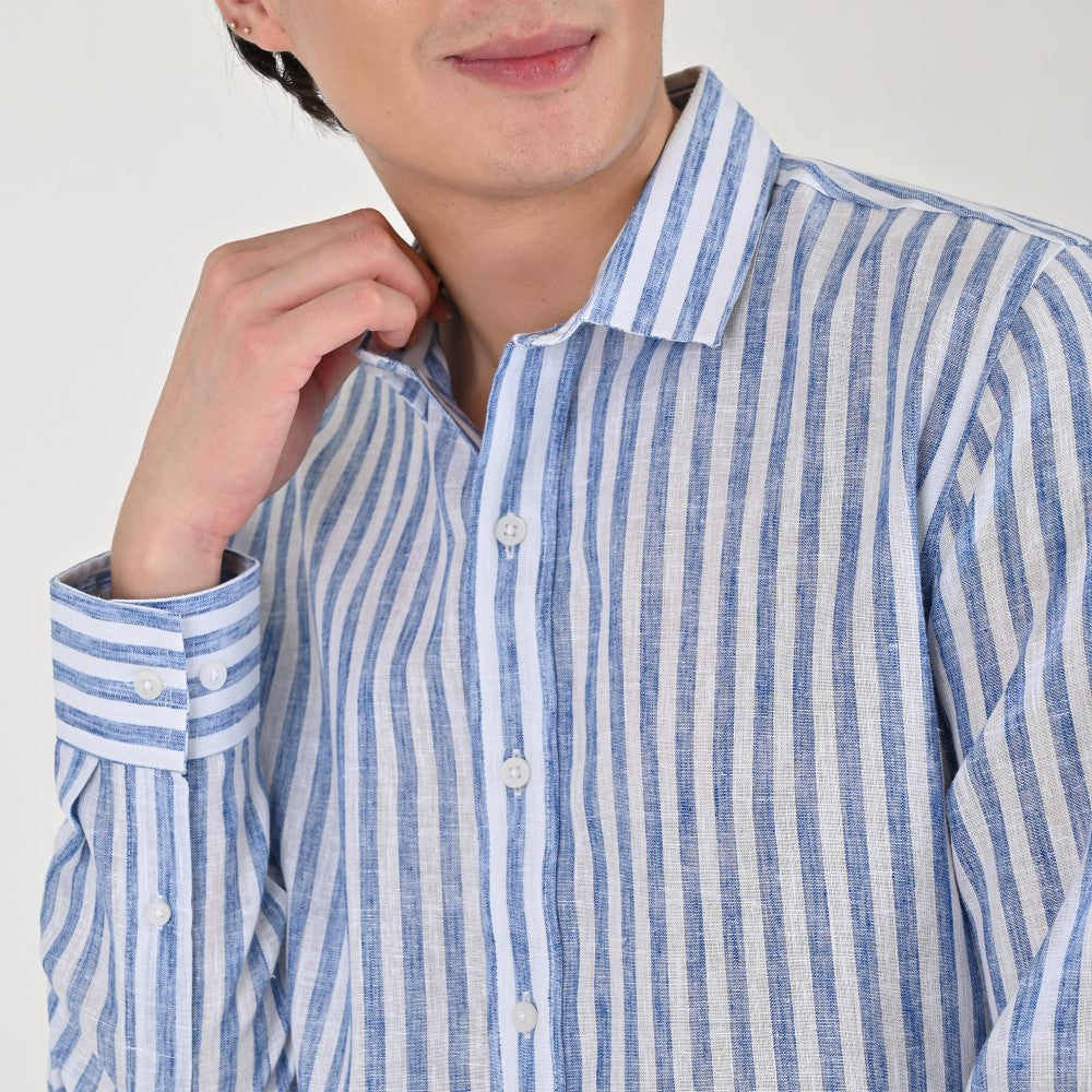 Camisa Supply Para Caballero Manga Larga Slim Fit 7974 Azul Plumbago