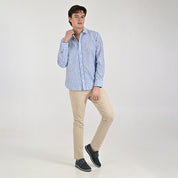 Camisa Supply Para Caballero Manga Larga Slim Fit 7974 Azul Plumbago
