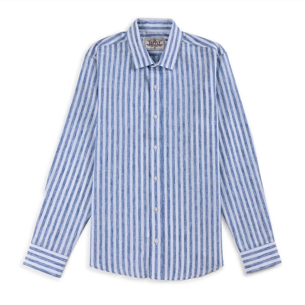 Camisa Supply Para Caballero Manga Larga Slim Fit 7974 Azul Plumbago