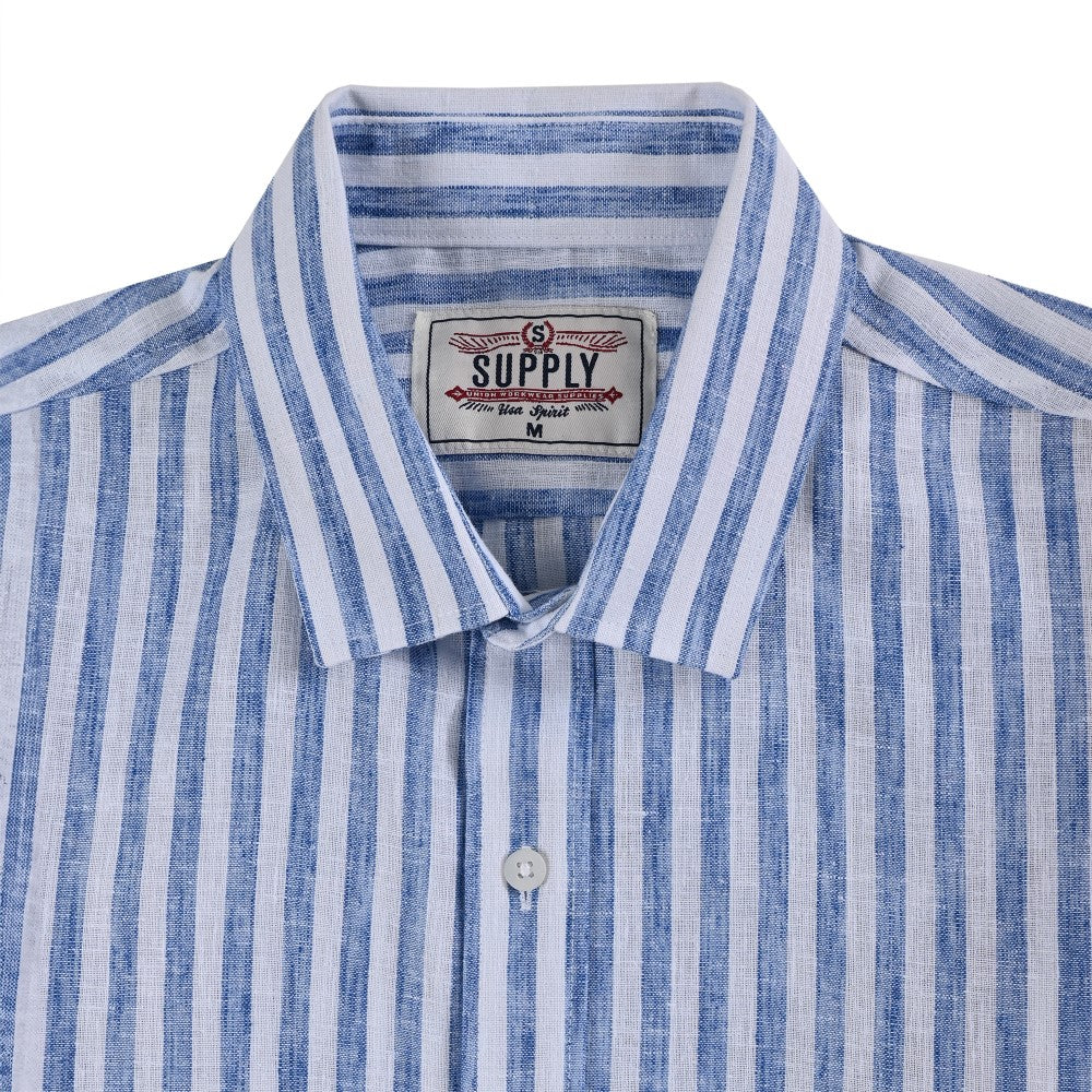 Camisa Supply Para Caballero Manga Larga Slim Fit 7974 Azul Plumbago