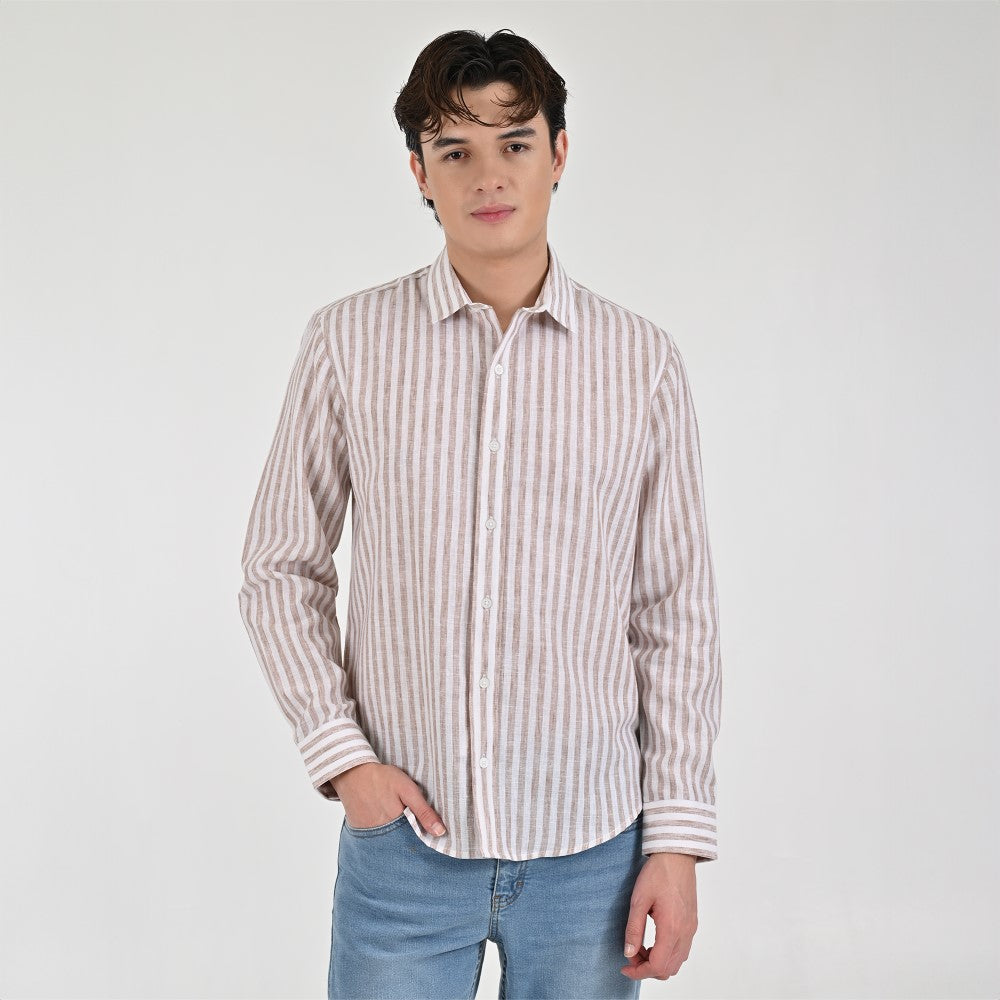 Camisa Supply Para Caballero Manga Larga Slim Fit 7974 Cocoa