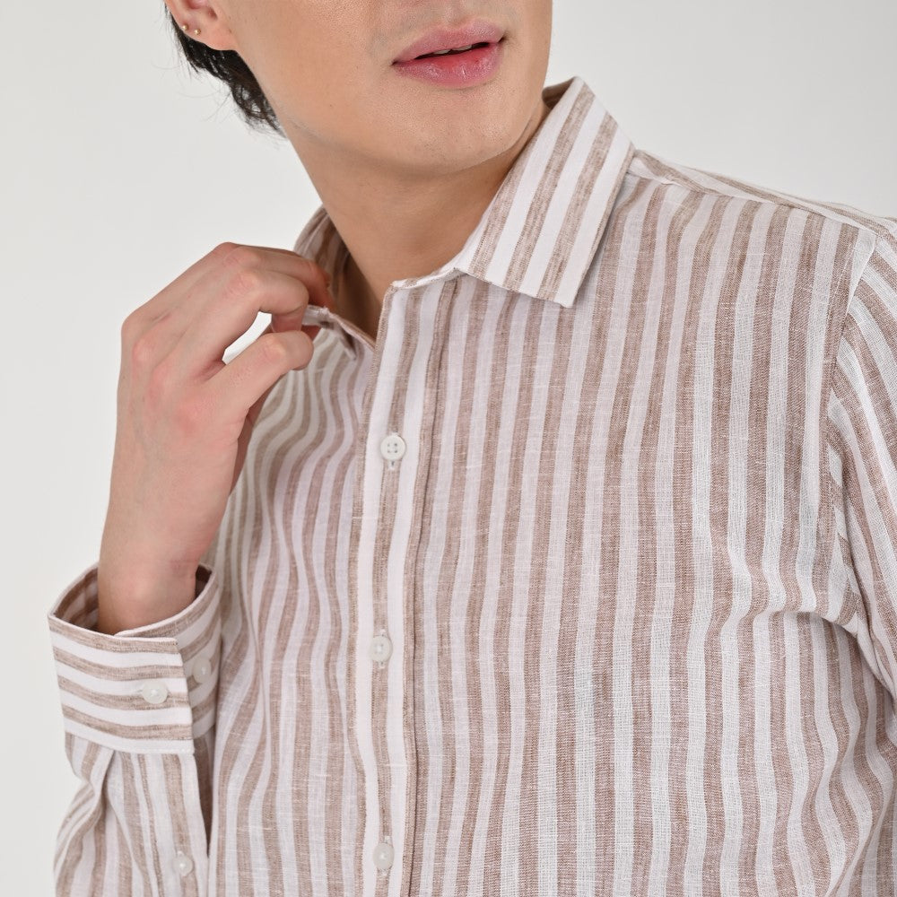 Camisa Supply Para Caballero Manga Larga Slim Fit 7974 Cocoa