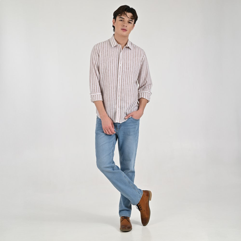 Camisa Supply Para Caballero Manga Larga Slim Fit 7974 Cocoa