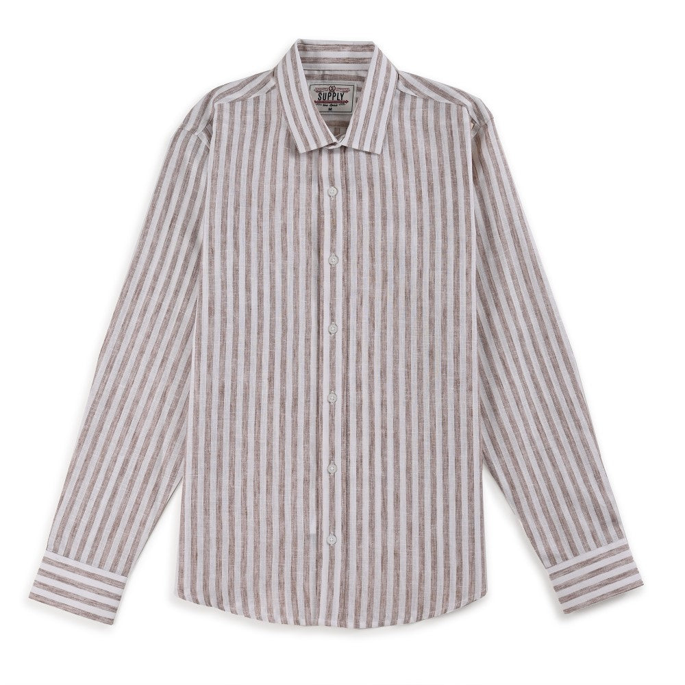Camisa Supply Para Caballero Manga Larga Slim Fit 7974 Cocoa
