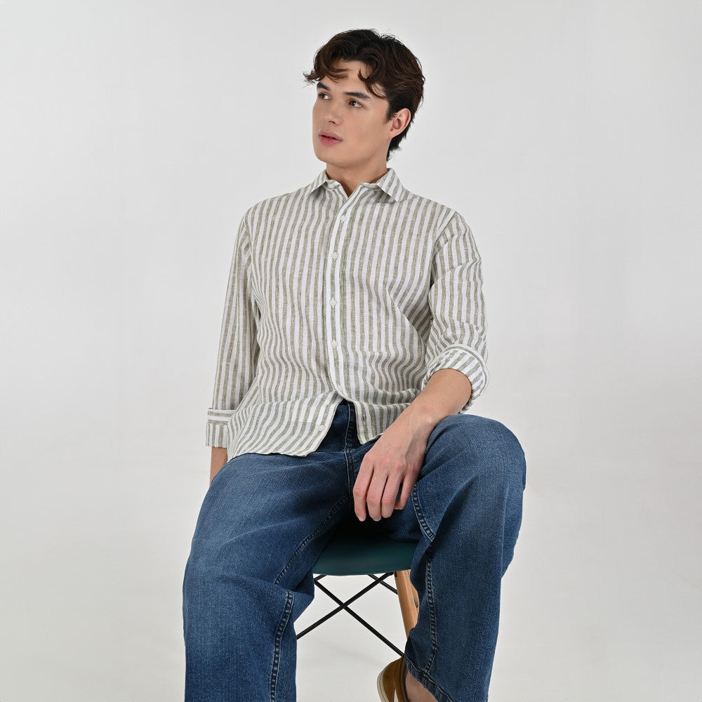 Camisa Supply Para Caballero Manga Larga Slim Fit 7974 Verde