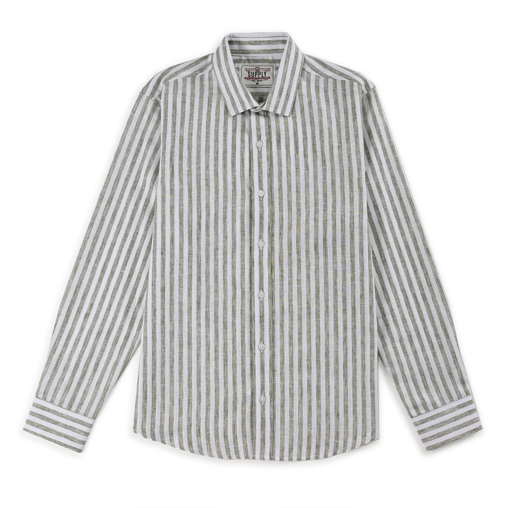 Camisa Supply Para Caballero Manga Larga Slim Fit 7974 Verde