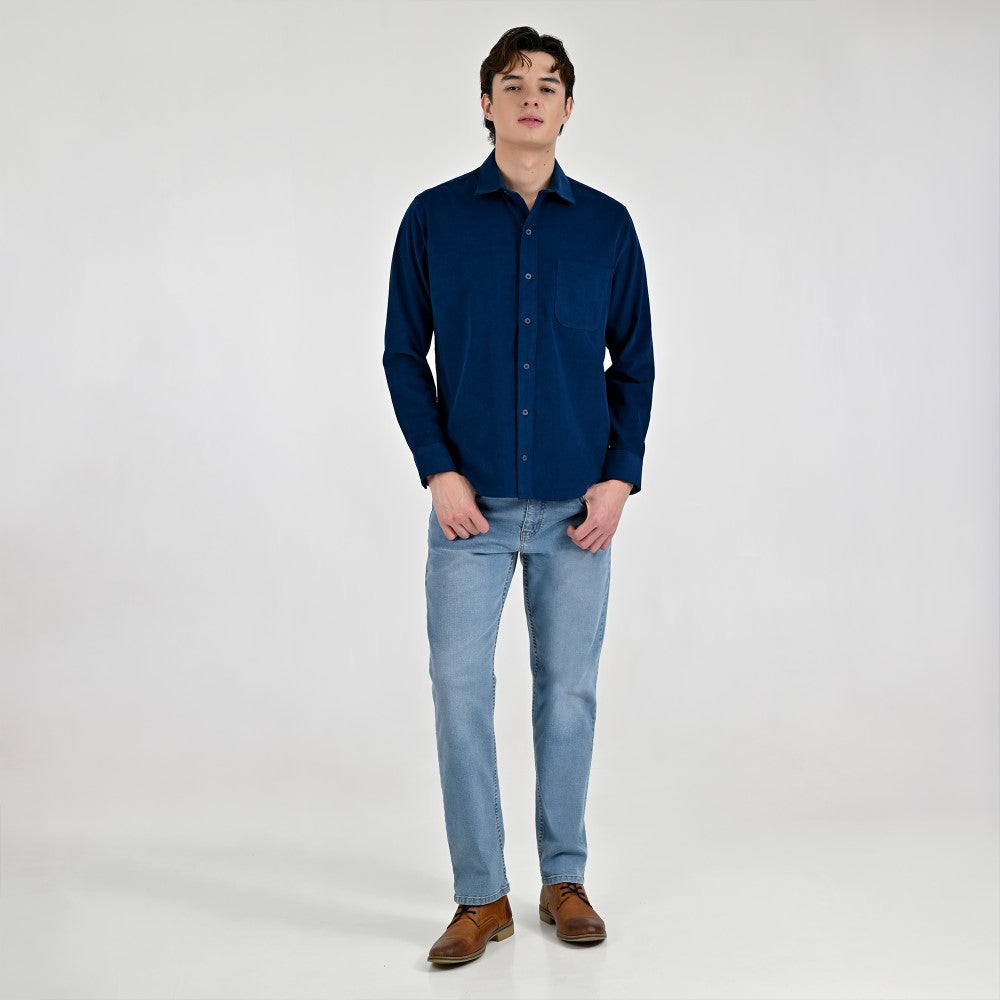 Camisa Supply Para Caballero Manga Larga Slim Fit 7977 Azul Marino