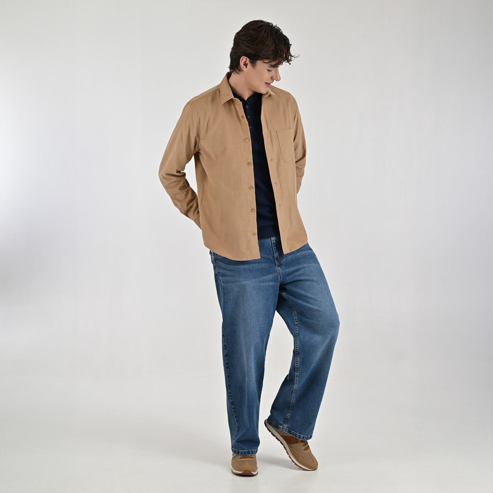 Camisa Supply Para Caballero Manga Larga Slim Fit 7977 Kaki