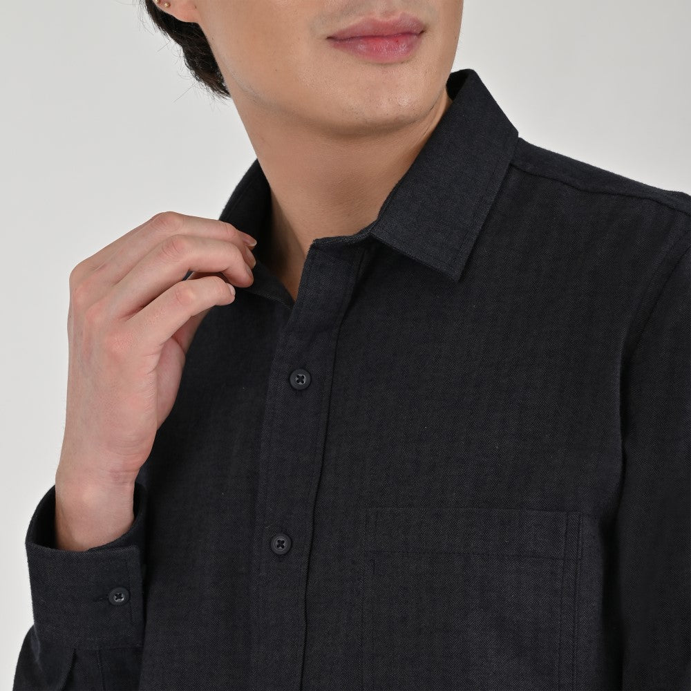 Camisa Supply Para Caballero Manga Larga Slim Fit 8153 Negro