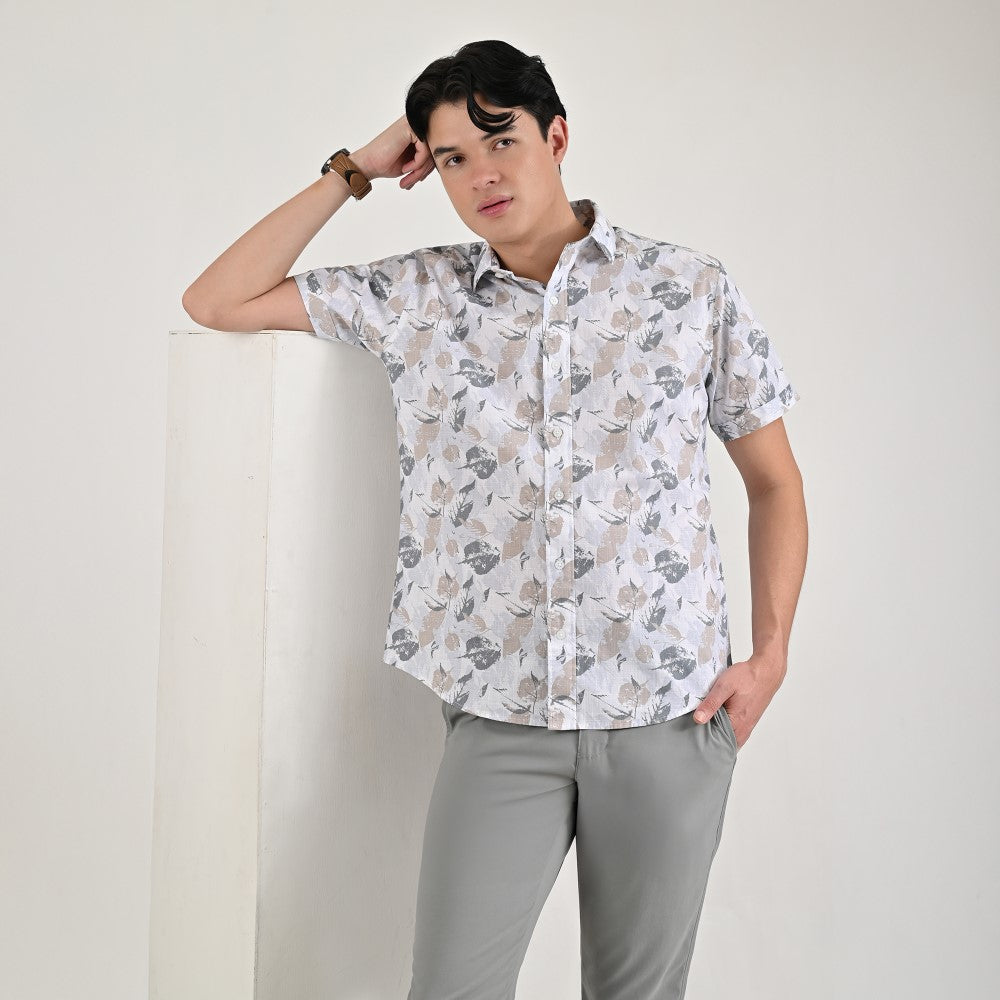 Camisa casual Supply Slim Fit Manga corta 7670 Gris Perla