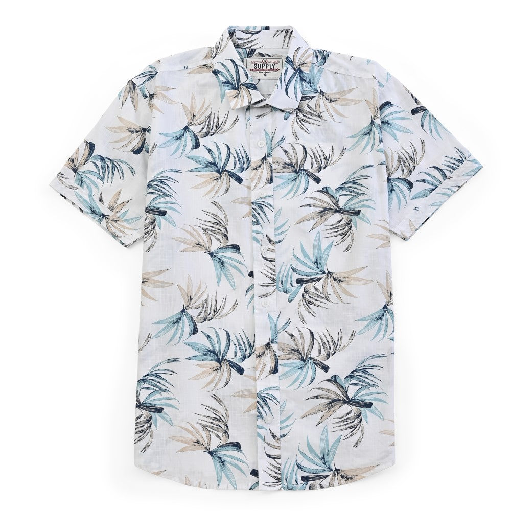 Camisa casual Supply Slim Fit Manga corta 7671 Azul Turqueza