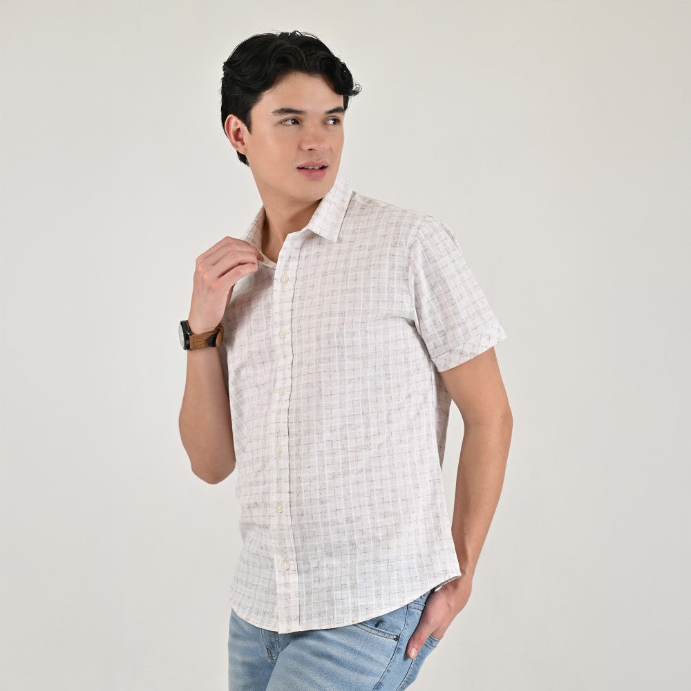 Camisa casual Supply Slim Fit Manga corta 7672 Natural