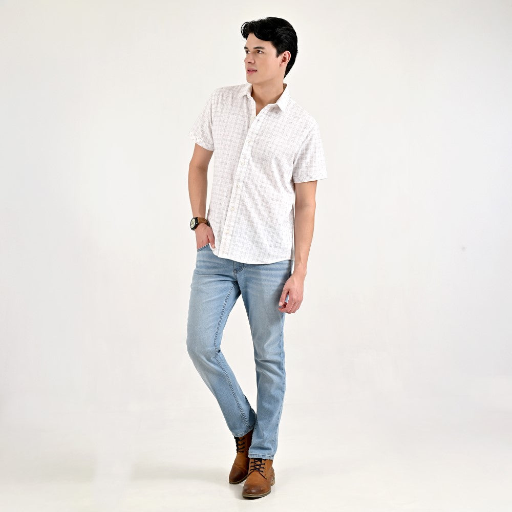 Camisa casual Supply Slim Fit Manga corta 7672 Natural