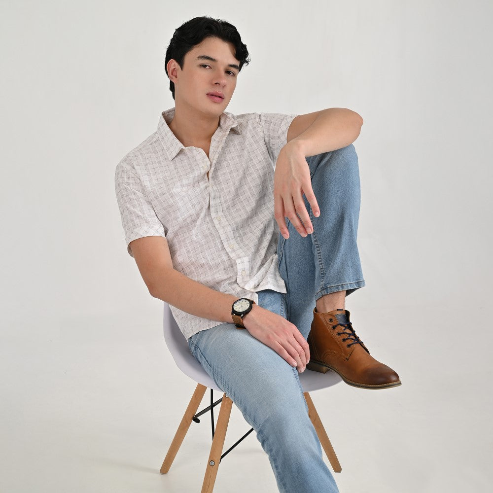 Camisa casual Supply Slim Fit Manga corta 7672 Natural