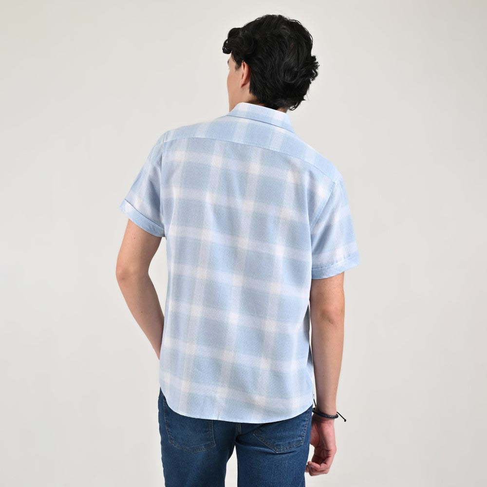 Camisa casual Supply Slim Fit Manga corta 7674 Azul