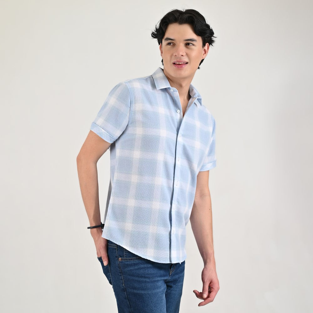 Camisa casual Supply Slim Fit Manga corta 7674 Azul