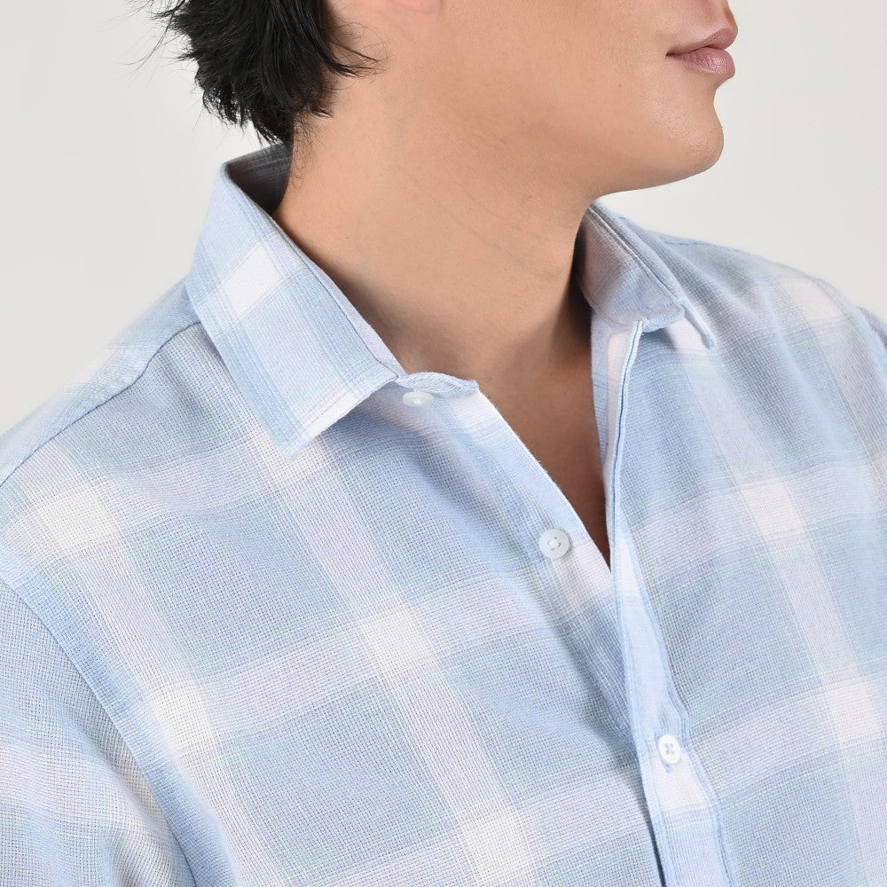 Camisa casual Supply Slim Fit Manga corta 7674 Azul