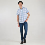 Camisa casual Supply Slim Fit Manga corta 7674 Azul