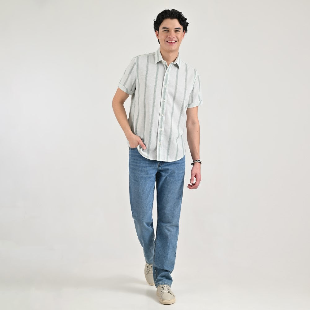 Camisa casual Supply Slim Fit Manga corta 7675 Verde Apio