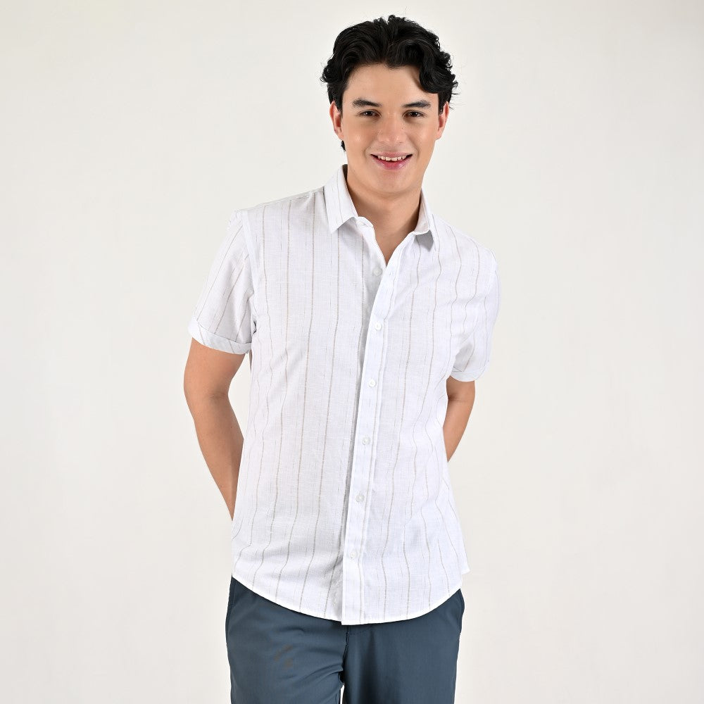 Camisa casual Supply Slim Fit Manga corta 7677 Blanco