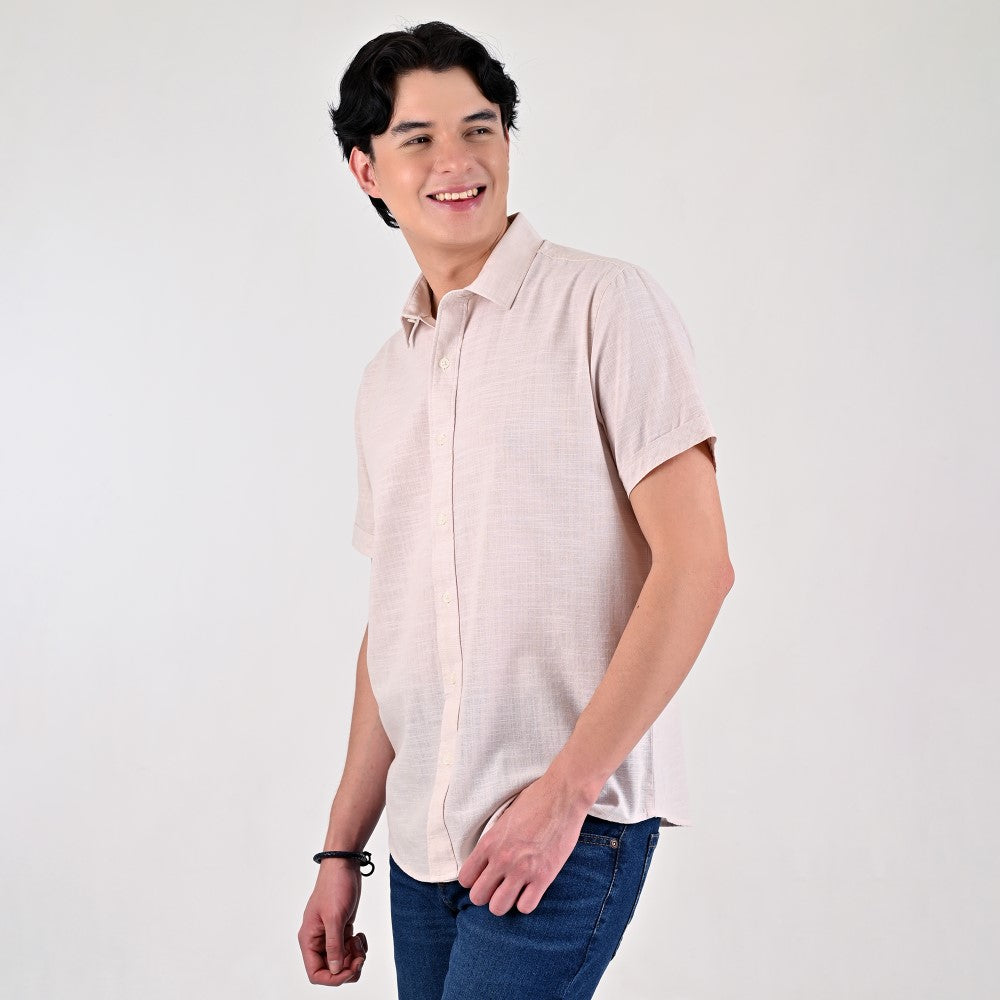 Camisa casual Supply Slim Fit Manga corta 7679 Beige